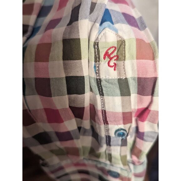 Mens Shirt Long Sleeve Flip Cuff Squares Robert Graham Button Down Shirt Size L - Picture 7 of 15